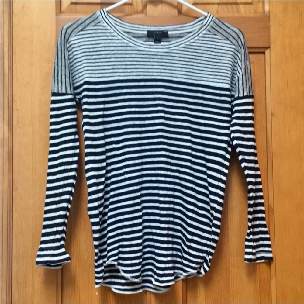 J. Crew Long Sleeve Striped Tee. Small. Linen. Lightweight.